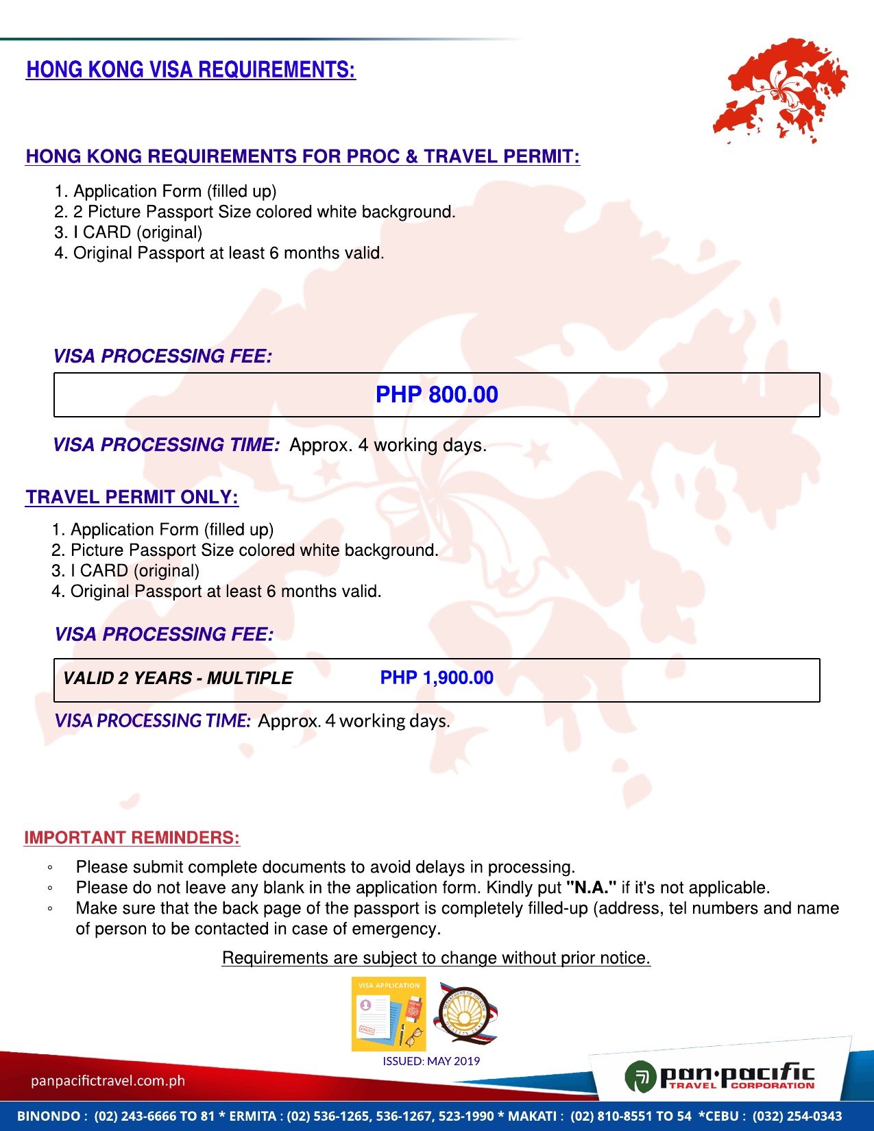 HONG KONG VISA & TRAVEL PERMIT REQUIREMENTS -2019