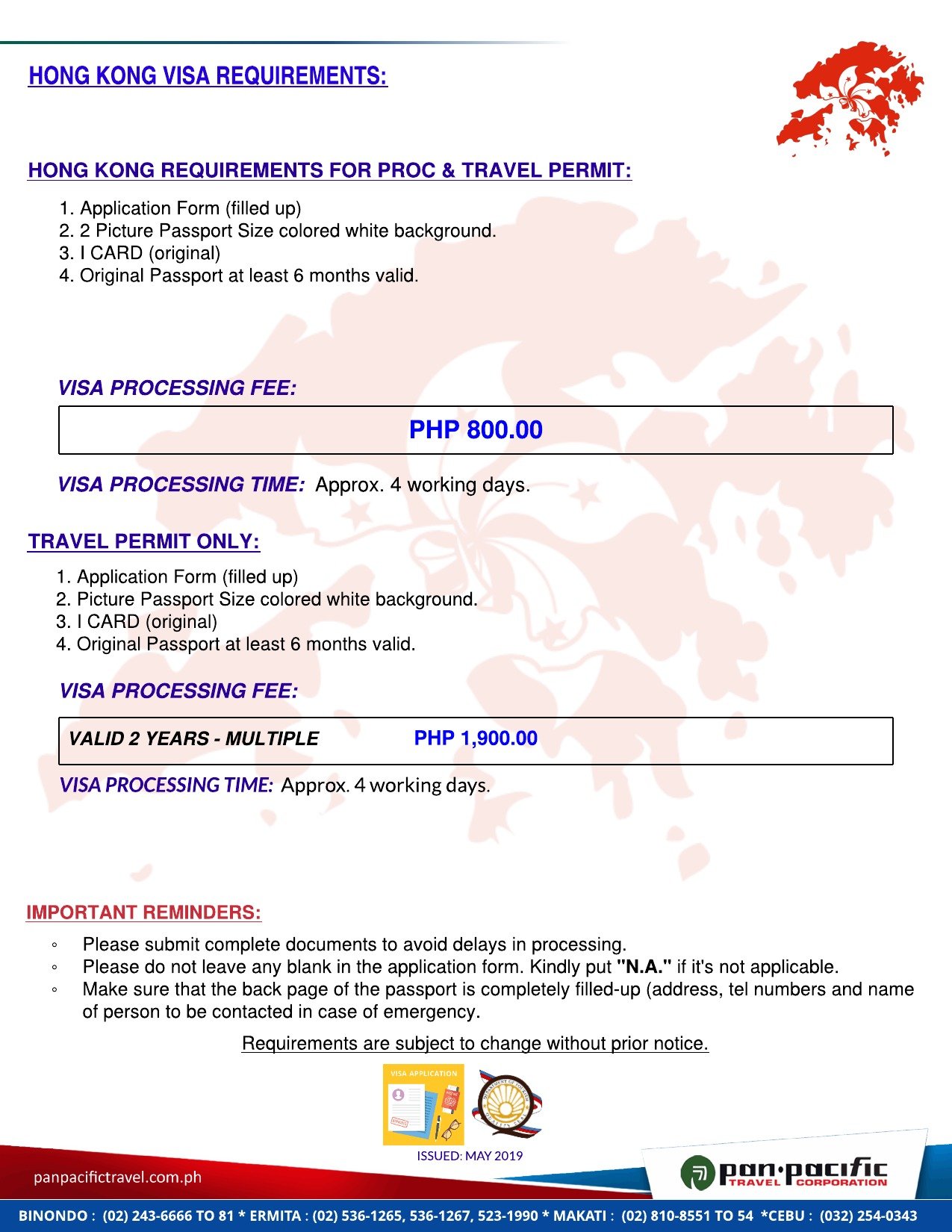 Hong Kong Visa Travel Permit Requirements Pan Pacific Travel