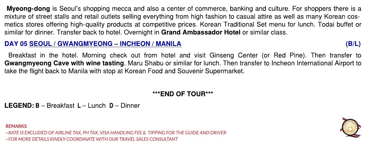 2020 KOREA WINTER (5) DAYS TOUR – WO TOUR RATE – Untitled Page