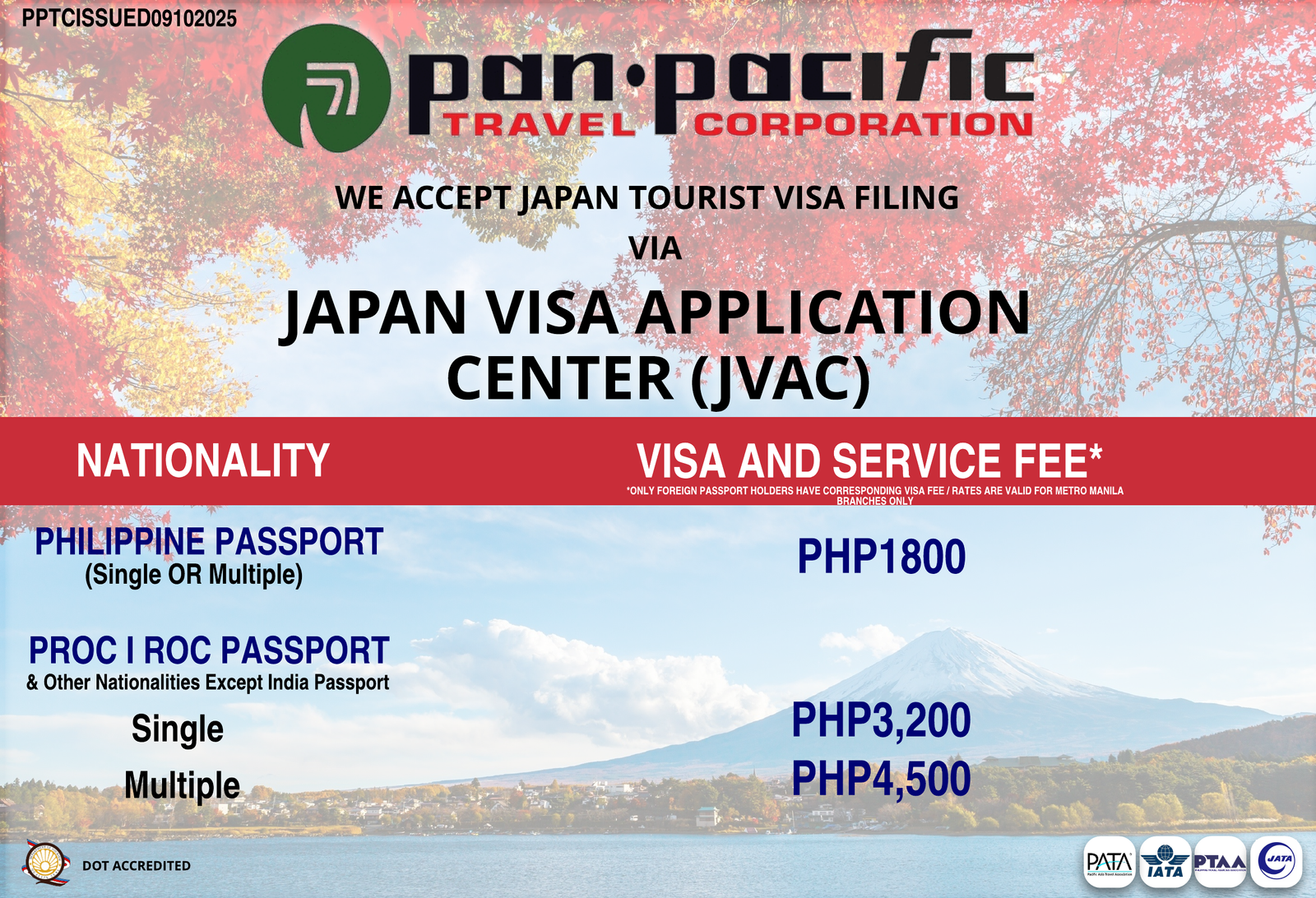 JAPAN EMBASSY ACCREDITED AGENCY – SIZE 17INCH X 11INCH – SEP 2025